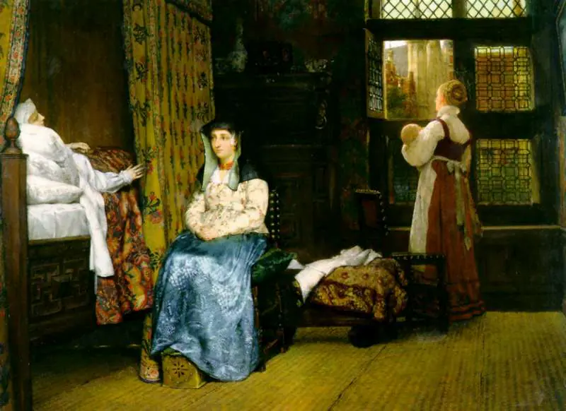 Alma-Tadema — A születés szobája festményreprodukció